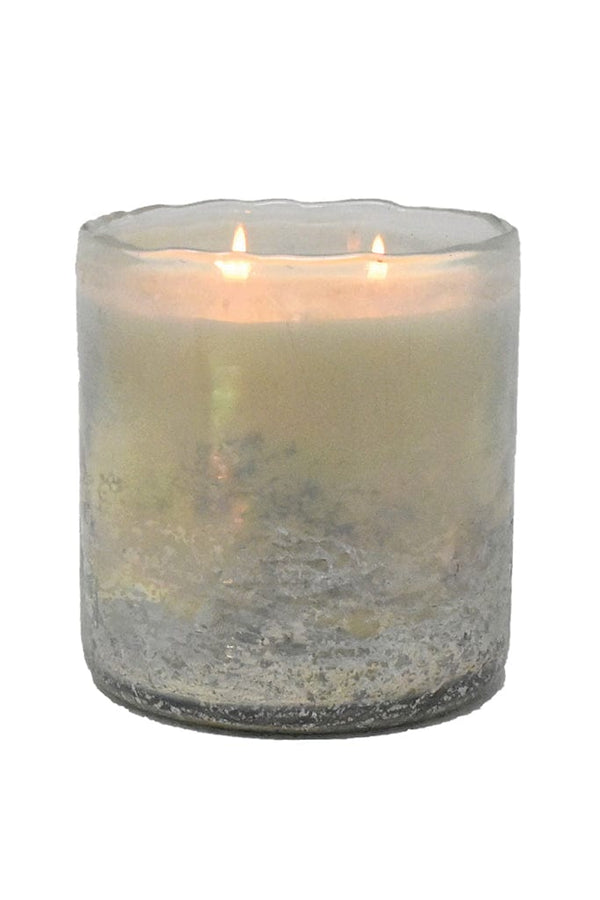 White and silver glass Candle