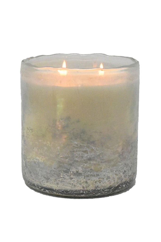 White and silver glass Candle