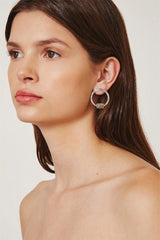 Pyrite sterling silver hammered hoop earrings