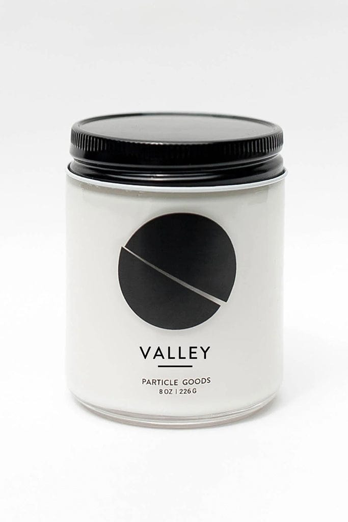 Valley jar candle white with black writing