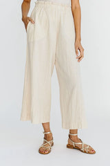 flax cotton paper bag relaxed summer pant