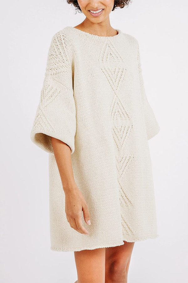 hand knit spring boxy sweater dress 