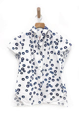classic french minimalist blouse with shawl collar and polka dots